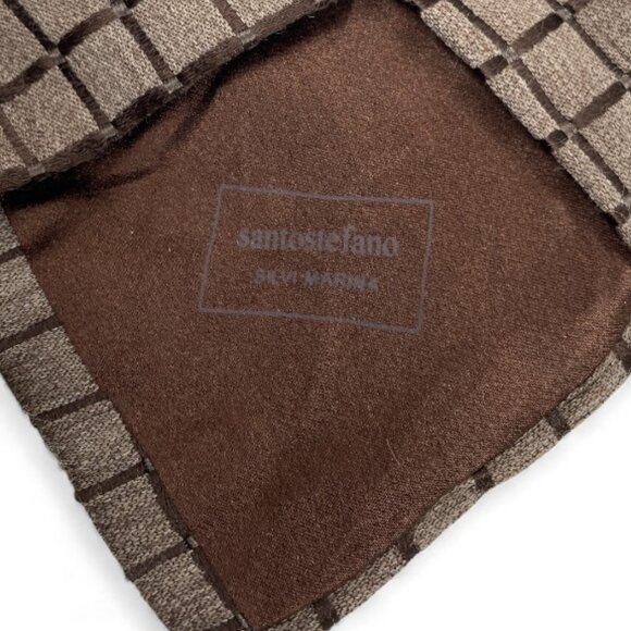SANTOSTEFANO Silk Wool Blend Italy Made Tie Brown Geometric Diamonds - Picture 5 of 7
